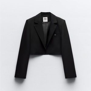 NWT Zara Cropped Blazer - Black - Small